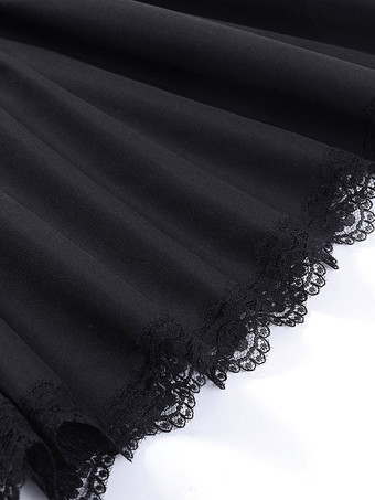   ゴシックパンクドレスオフショルダー半袖レーストリムロリータショートドレス