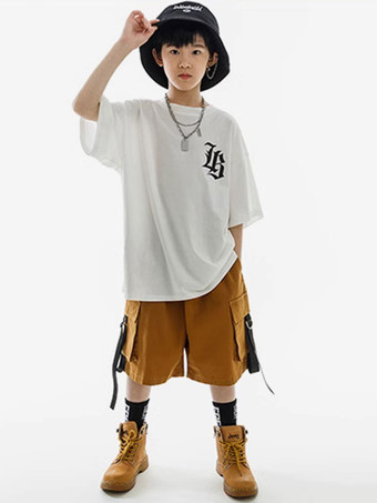 Costumes De Danse Hip Hop Enfant Garçon Fille Pantalon Top Ensemble Marron Costume Danse Urbaine