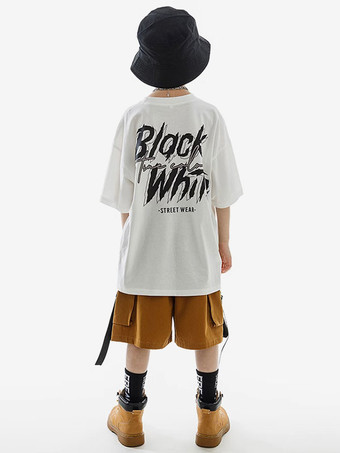 Costumes De Danse Hip Hop Enfant Garçon Fille Pantalon Top Ensemble Marron Costume Danse Urbaine