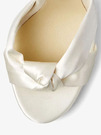 ウェディングシューズ プロムシューズ オープントゥ アンクルストラップ ブライダルシューズ サテン ホワイト