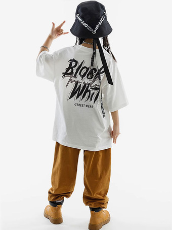 ヒップホップダンス衣装子供用コーヒーブラウンユニセックスパンツトップセットヒップホップコットンストリートダンス衣装