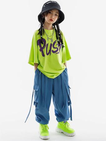 Hip Hop Dance Costumes Kid's Grass Green Unisex Top Pants Set Hip Hop  Cotton Street Dancing Costume - Milanoo.com