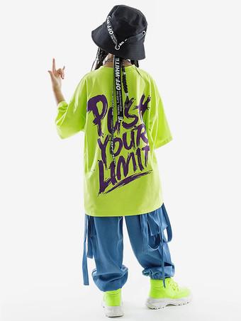 Hip Hop Dance Costumes Kid's Grass Green Unisex Top Pants Set Hip Hop  Cotton Street Dancing Costume - Milanoo.com