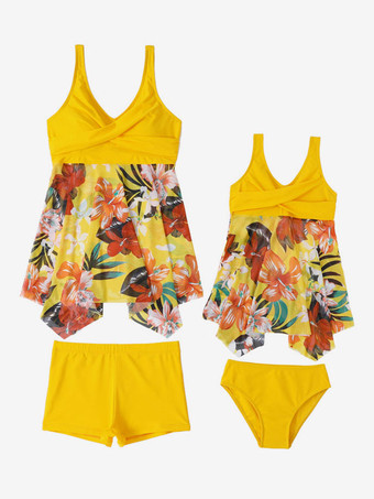 女性ツーピース水着ディープブルー花柄プリーツ V ネックバックレスサマービーチ水着