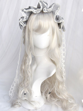Parrucca Lolita stile ROCOCO Fibra lunga resistente al calore Accessori Lolita grigi