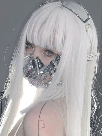 スチームパンク ロリータ ウィッグ ホワイト ロング耐熱ファイバー ロリータ アクセサリー