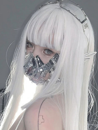 ホワイト スチームパンク ロリータ ウィッグ ホワイト ロング耐熱ファイバー ロリータ アクセサリー
