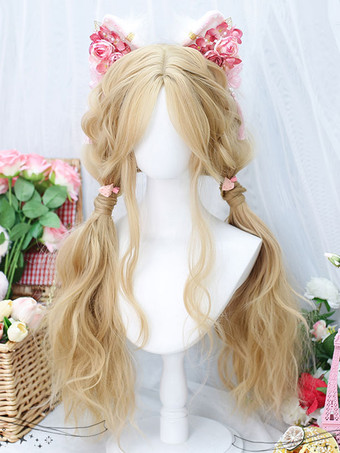 原宿ファッションロリータウィッグライトブラウンロング耐熱ファイバーロリータアクセサリー