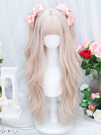 Light ApricotHarajuku Fashion Lolita Wigs Light Apricot Long Heat-resistant Fiber Lolita Accessories