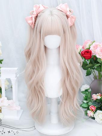 Harajuku Fashion Lolita Wigs Light Apricot Long Heat resistant