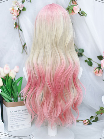 原宿ファッションロリータウィッグロング耐熱ファイバーピンクロリータアクセサリー