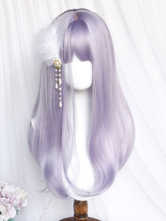 スイートロリータ ウィッグ ラベンダー ロング 耐熱ファイバー ロリータアクセサリー