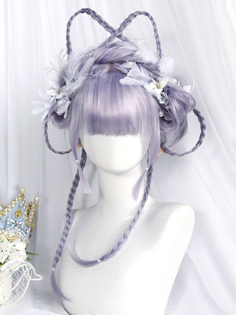 スイートロリータ ウィッグ ラベンダー ロング 耐熱ファイバー ロリータアクセサリー