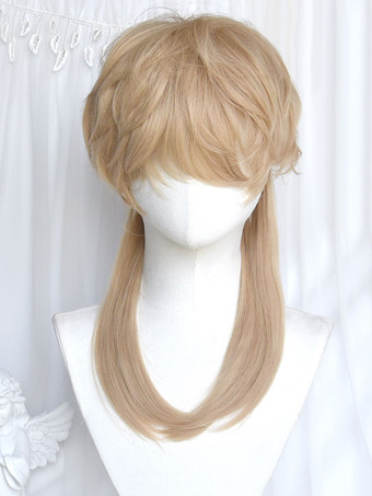 ゴスロリウィッグ ロング耐熱ファイバー ライトゴールド ロリータアクセサリー