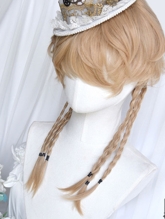 ゴスロリウィッグ ロング耐熱ファイバー ライトゴールド ロリータアクセサリー