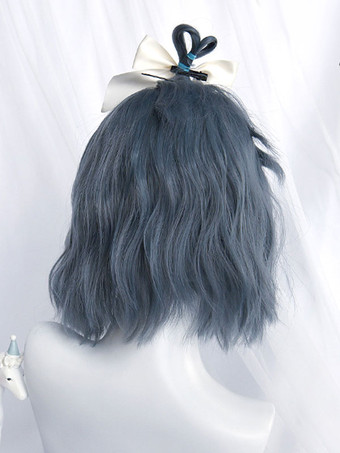 スイートロリータ ウィッグ ショート 耐熱ファイバー ブルー グレー ロリータ アクセサリー