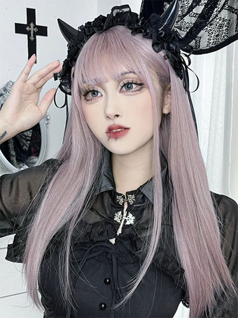 ゴスロリウィッグ パープルロング 耐熱ファイバー ロリータアクセサリー