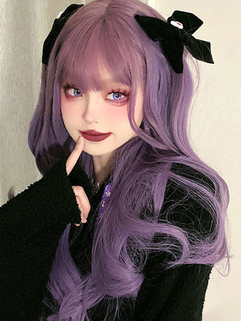ロリータウィッグ パープル ロング ROCOCO スタイル 耐熱ファイバー ロリータアクセサリー