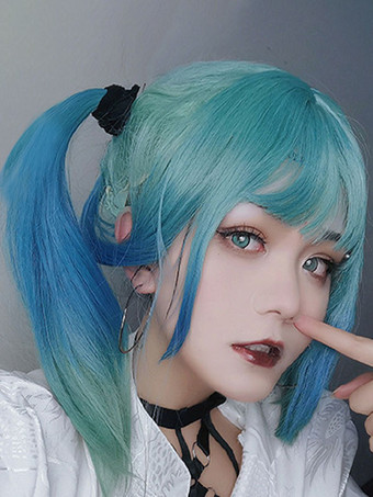 ゴスロリ ウィッグ ロング 耐熱ファイバー グリーン ロリータ アクセサリー