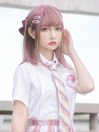 Rose ClairHarajuku Mode Lolita Perruques Courtes Fibre Résistant À La Chaleur Rose Clair Accessoires Lolita