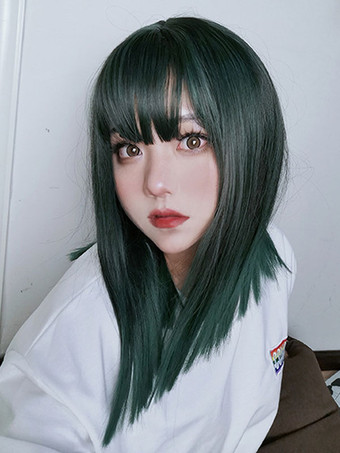 Parrucche Sweet Lolita Fibra media resistente al calore Accessori Lolita verde scuro