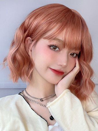 ROCOCOスタイル ロリータウィッグ オレンジ ショート 耐熱ファイバー ロリータアクセサリー