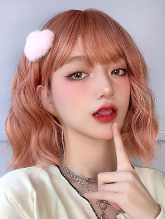 ROCOCOスタイル ロリータウィッグ オレンジ ショート 耐熱ファイバー ロリータアクセサリー