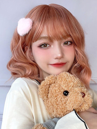 ROCOCOスタイル ロリータウィッグ オレンジ ショート 耐熱ファイバー ロリータアクセサリー