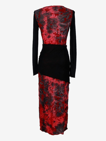 ゴスロリパンクドレス レースアップ花柄スリットドレス