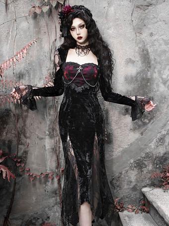 Gothic Vampire Corset Bustier Floral Satin Black – Aesthetics Boutique