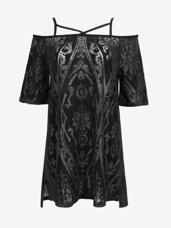   ゴスロリ ドレス フローラル プリント ブラック ブラック