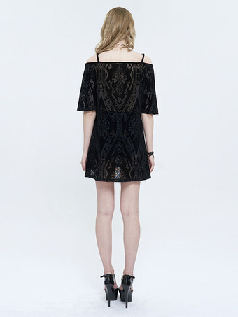   ゴスロリ ドレス フローラル プリント ブラック ブラック