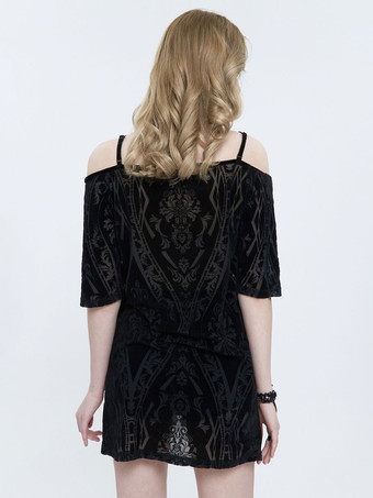   ゴスロリ ドレス フローラル プリント ブラック ブラック