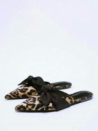 ブラウン レディース リボン フラット スエード レザー ミュール コーヒー ブラウン