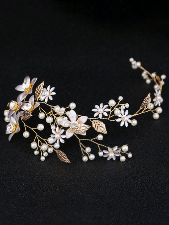 ゴールド ウェディング ヘッドピース メタル ブライダル ヘア アクセサリー