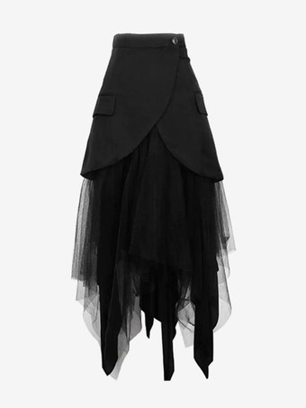 ブラック スチームパンク ロリータ スカート ブラック ティアード ロリータ スカート