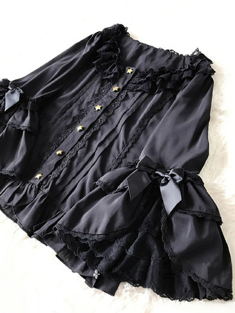 スチームパンク ロリータ ブラウス ロリータ トップ フリル リボン 半袖 ブラウス ホワイト ロリータ シャツ