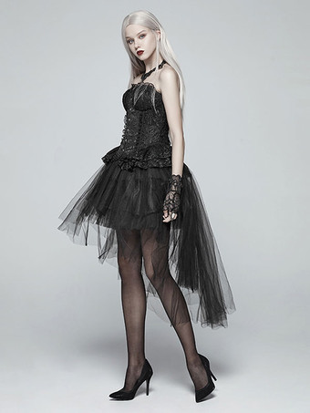 スチームパンク ロリータ スカート ティアード ブラック ロリータ スカート