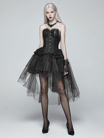 スチームパンク ロリータ スカート ティアード ブラック ロリータ スカート