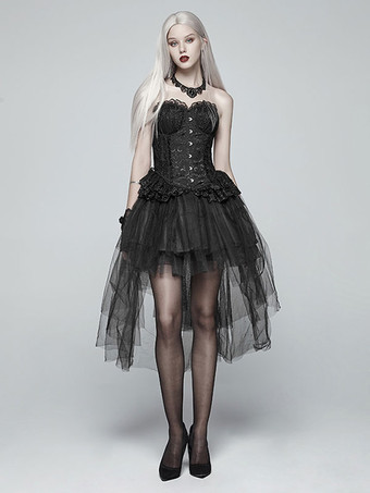 スチームパンク ロリータ スカート ティアード ブラック ロリータ スカート