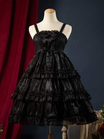 ブラック ハロウィン ゴシックロリータ ドレス フリル リボン バーガンディ バーガンディ