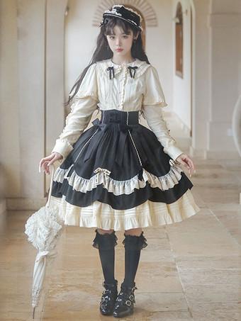 Steampunk Lolita SK Black Bows Lace Lolita Skirts 