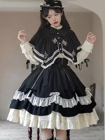 Steampunk Lolita SK Black Bows Lace Lolita Skirts