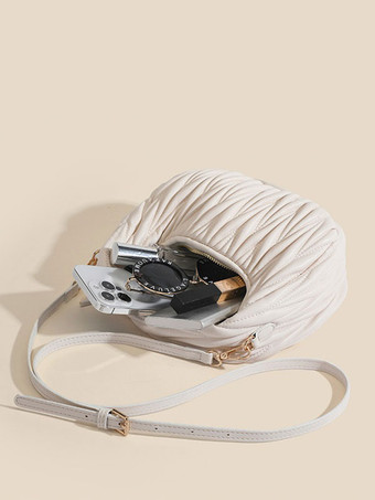 レディースバッグ ピンク プリーツ PUレザー ホーボーバッグ