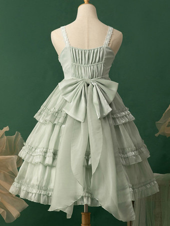 ロリータドレス ティーパーティースタイル ロリータスカート ピンク ガーゼ ロマンス マルチレイヤー フリル 蝶結び パール ノースリーブ ポリエステル スイート エレガント プリンセス ライトアプリコット