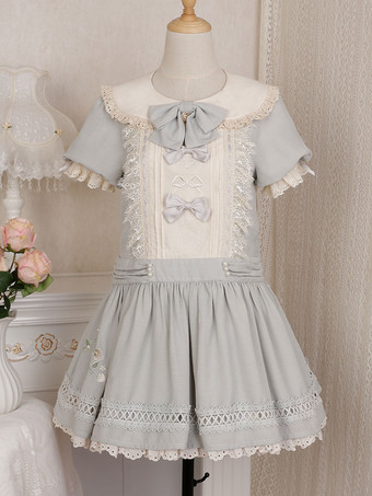 クラシック ロリータ ドレス ポリエステル 半袖 クラシック ロリータ ドレス バーガンディ