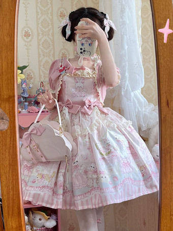 スイートロリータドレス ポリエステル半袖OPロリータドレス