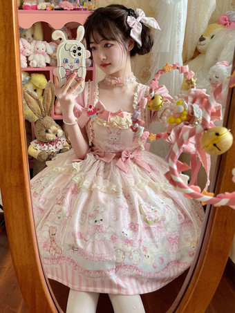 スイートロリータドレス ポリエステル半袖OPロリータドレス