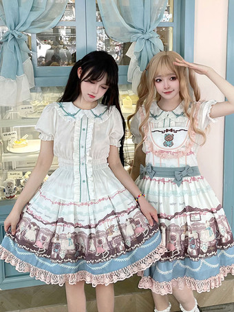 ロココスタイル ロリータ ブラウス ホワイト 半袖 ロリータ トップ リボン フリル ロリータ シャツ