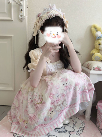 スイートロリータドレス ポリエステル半袖OPロリータドレス